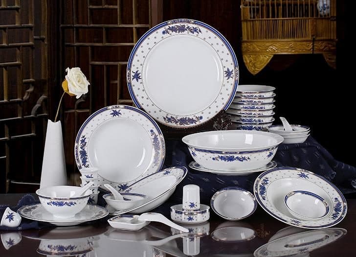 Red Leaf Orchid & Gold Peony — a 56-piece Chinese porcelain dinner service