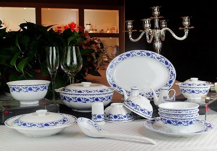 Red Leaf Peony & Lotus — a 48-piece Chinese porcelain dinner service